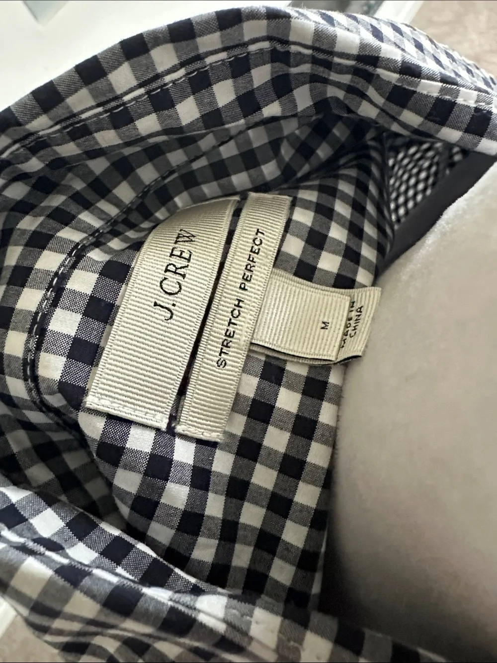 J. Crew Black and White Gingham Button-Down Shirt